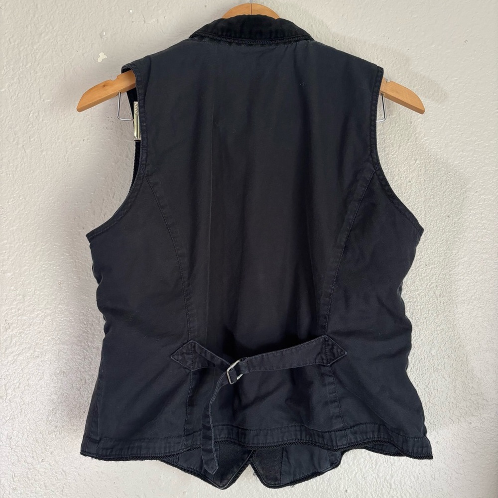 Vintage Ralph Lauren Black Denim Patchwork Velvet Velour Fitted Vest Size Large - Picture 4 of 6